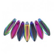 Czech Glass Daggers beads 5x16mm Crystal magic blue 00030-95100